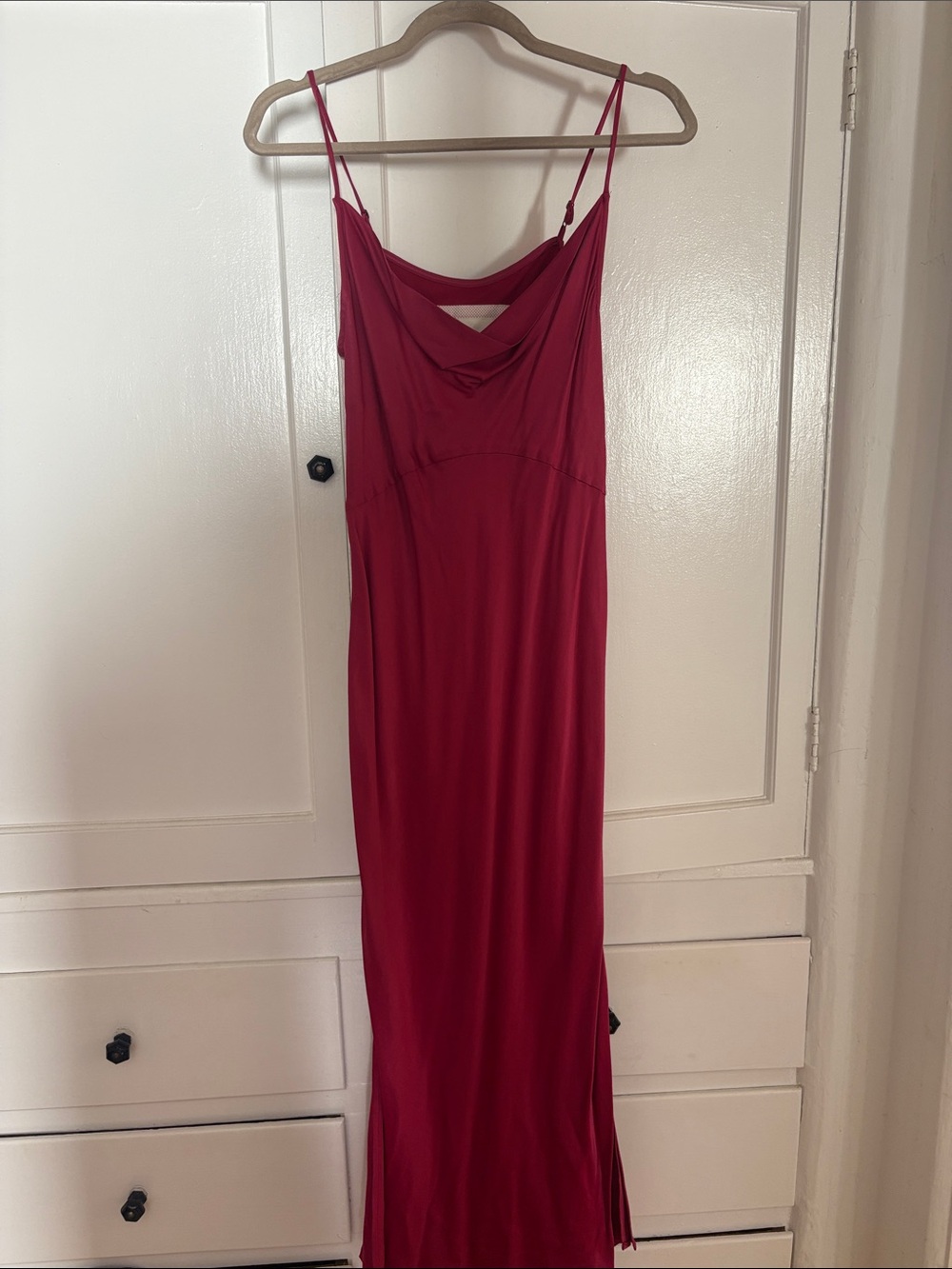 Pink Slip Maxi Dress with Cowl Neck